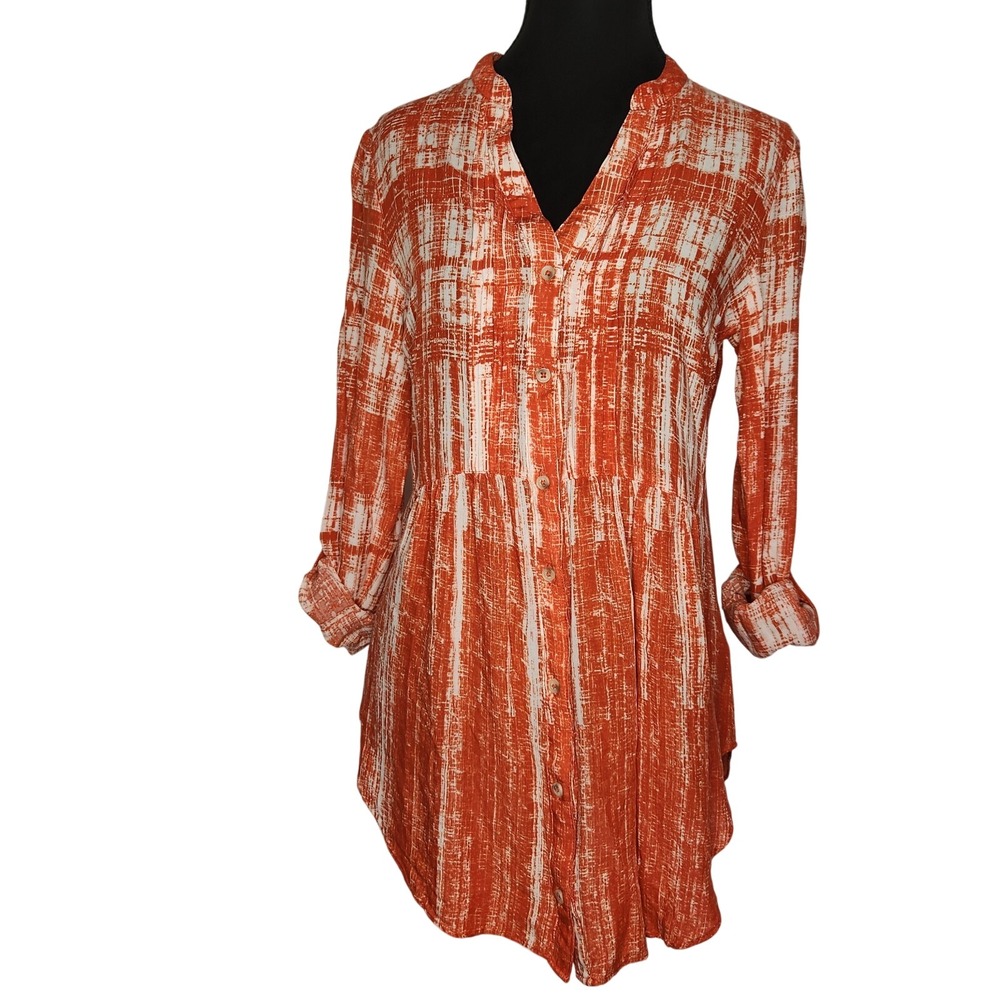 Maeve Tunic Shirt Womens 4 Red White Anthropologie Lagenlook Beach Summer